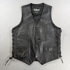 Mossi Motorsports Leather Biker Vest Mens 40 Black Live To Ride Eagle Embossed